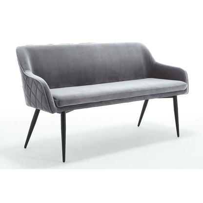 Bank 160 cm fluweel grijs – luxe eetkamerbank met armleuningen