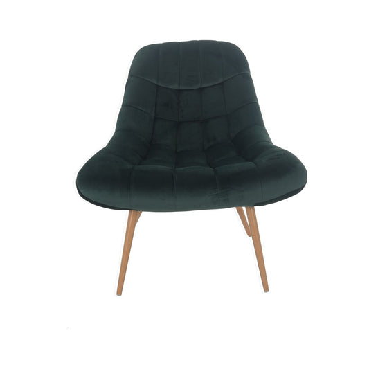 Fauteuil XXL fluweel groen met houtlook poten – SalesFever