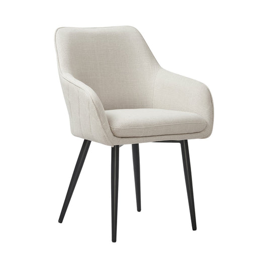 SalesFever Eetkamerstoel structuurstof beige met armleuningen
