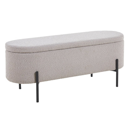 Bedbank met opbergfunctie in taupe bouclé