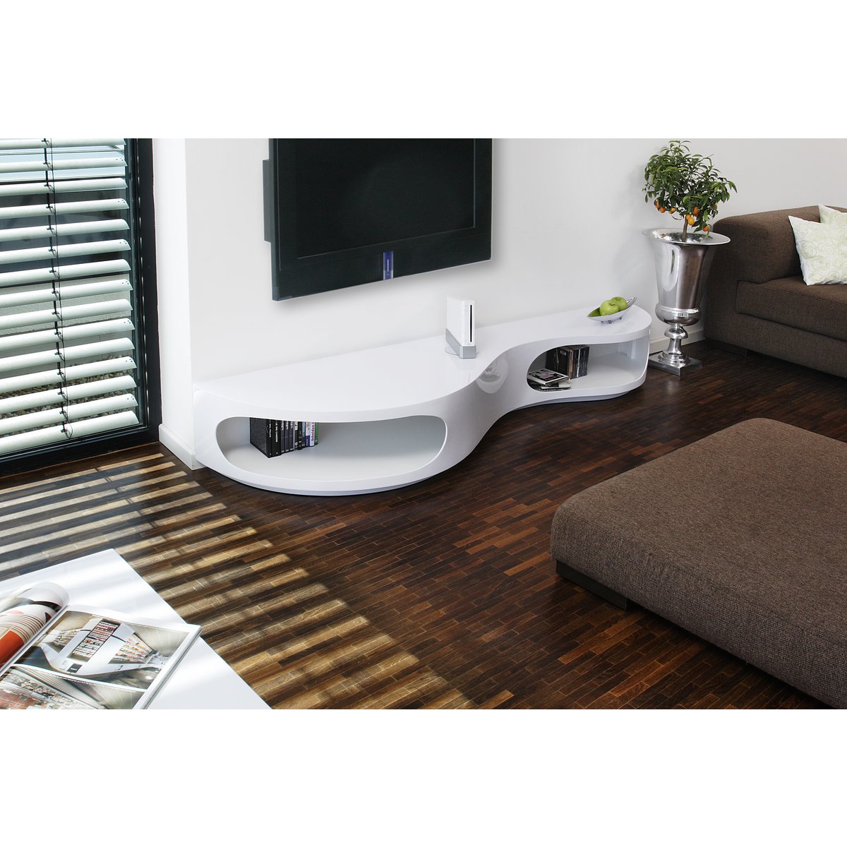 Laag bord 200x50x30 cm wit – Hoogglans lowboard van MDF