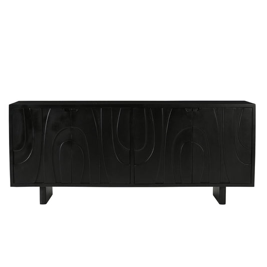 Dressoir van massief mangohout zwart 180 cm – 4 deuren