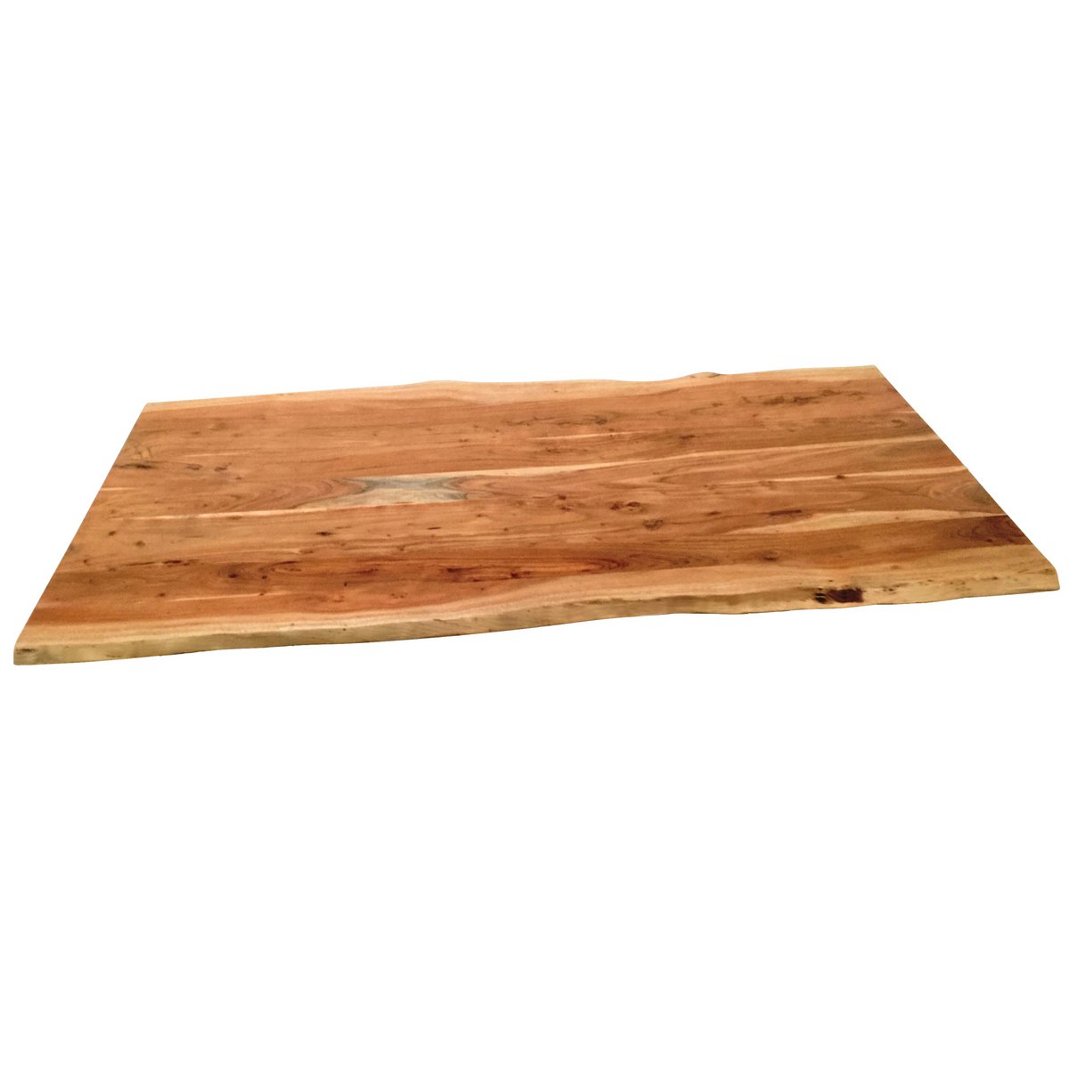 Acaciahouten eettafel 160x85 cm met natuurlijke boomrand – antiek zwart frame
