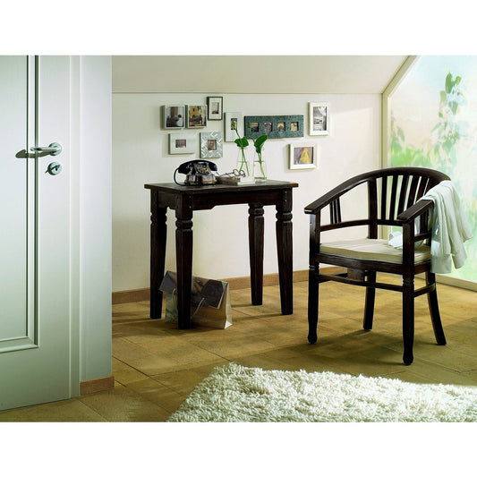 Fauteuil van massief hout – handgemaakt in koloniale stijl — zijaanzicht