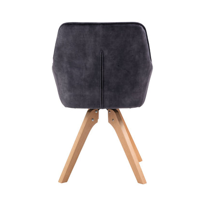 SalesFever eetkamerstoel vintage fluweel velours – zwart (180° draaibaar)