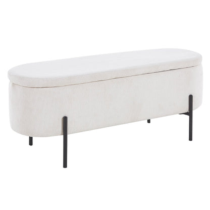 Bedbank met opbergfunctie – Beige corduroy (SalesFever)
