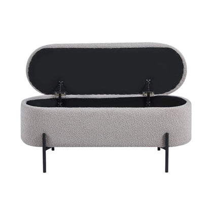 Bedbank met opbergfunctie in taupe bouclé