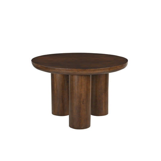 Ronde eettafel Ø120 cm – massief mangohout met 3 kolompoten