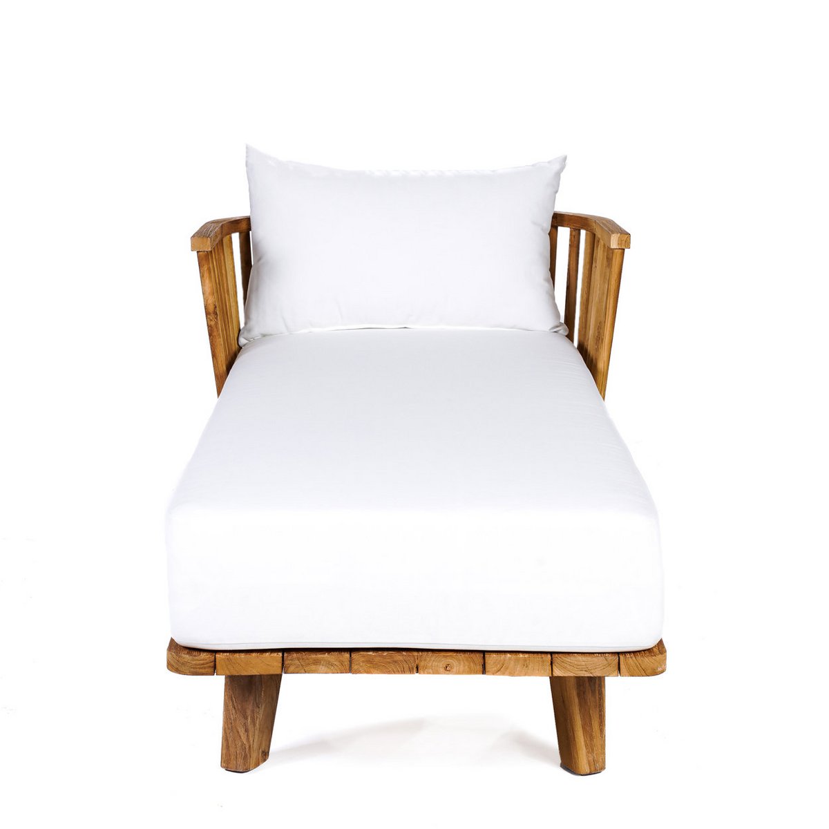 Malawi Daybed - Natuurlijk Wit | Teruggewonnen Teakhout — zijaanzicht