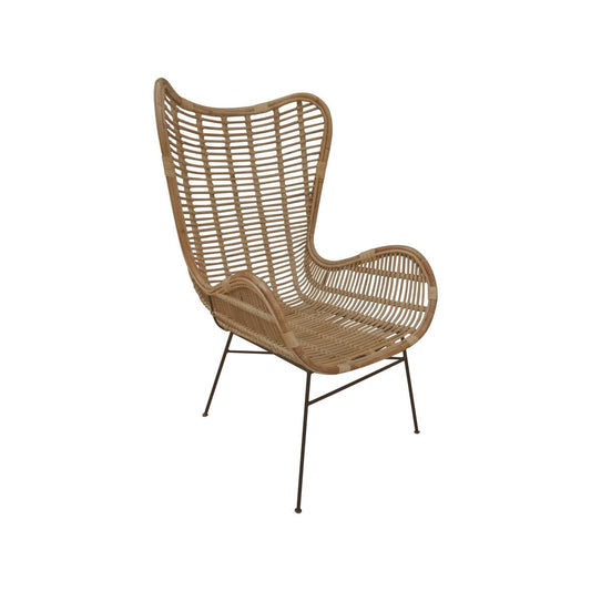 Rotan fauteuil met antiek zwart metalen frame – handgemaakt