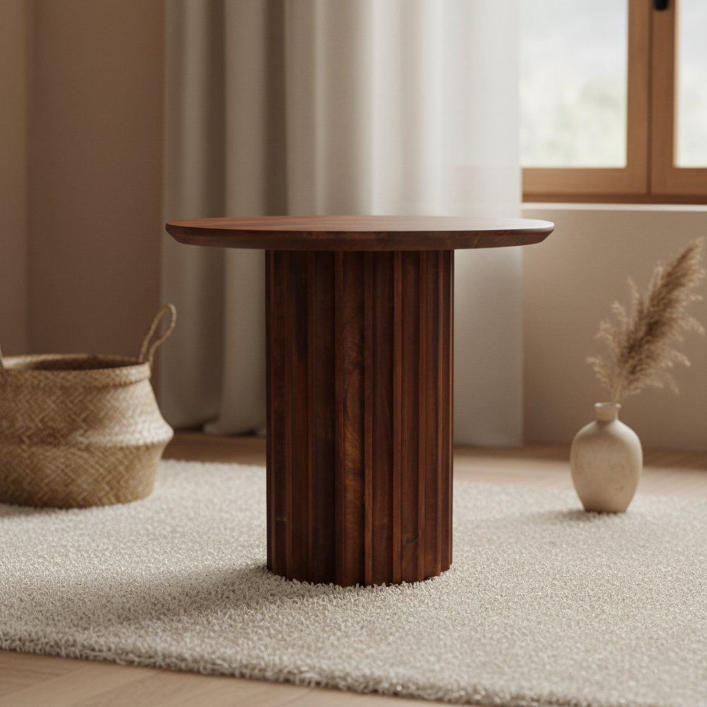 Bullnose bijzettafel bruin 50 cm — detailopname — MEUBELIER