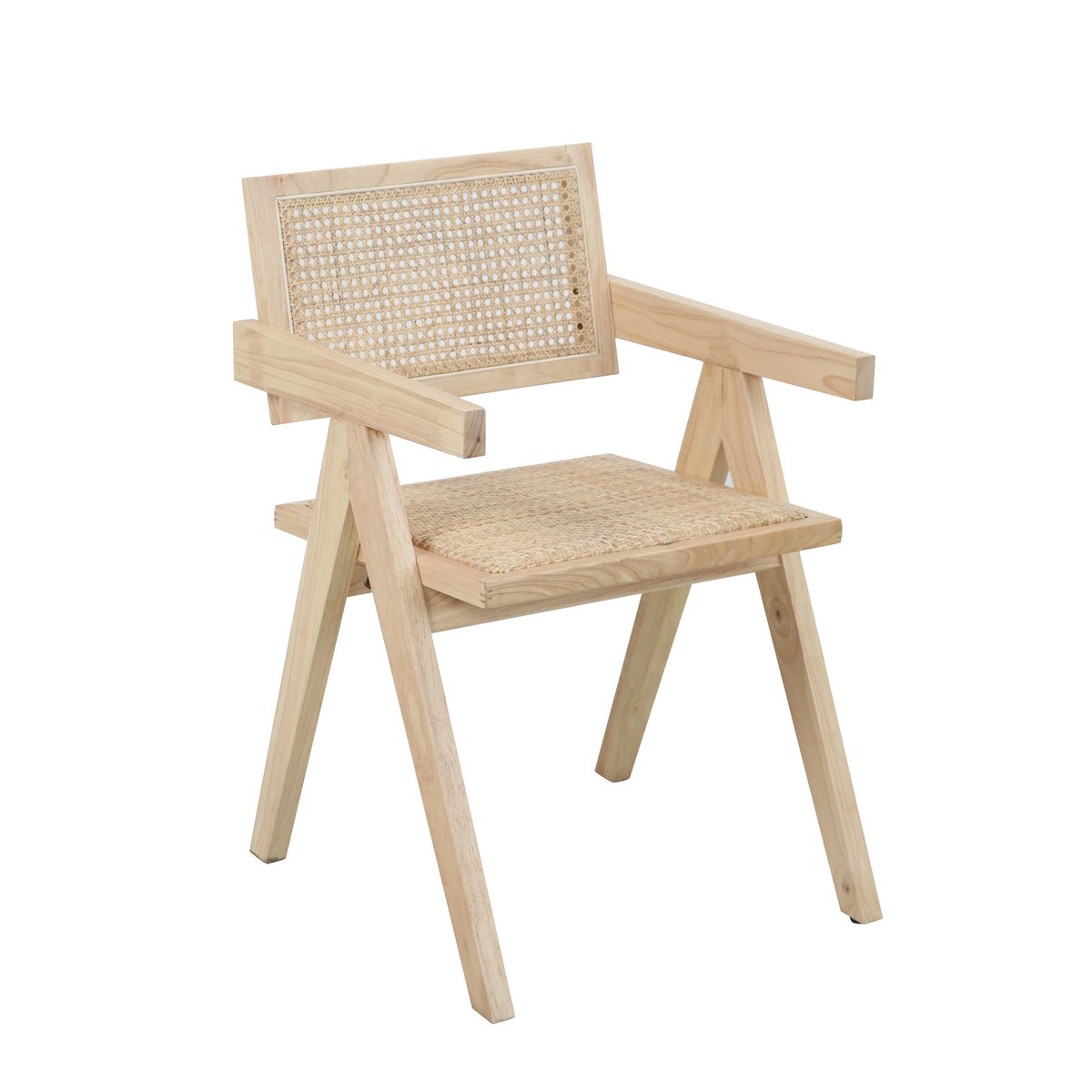 SIT Möbel Armleunstoel Hevea-hout & Rotan – Bruin | Eetkamerstoel