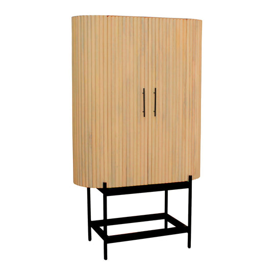 STRIPE kastje van mangohout – zwart metalen poten (100x172x40 cm)