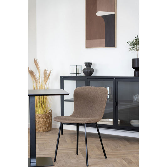 House Nordic Halden Eetkamerstoel - Donkerbruin Kunstbont - Set van 2