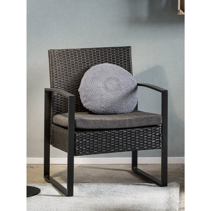 Zitgroep 3-delig rotan – 2 stoelen + bijzettafel (grijs/groen) — close-up materiaal — MEUBELIER