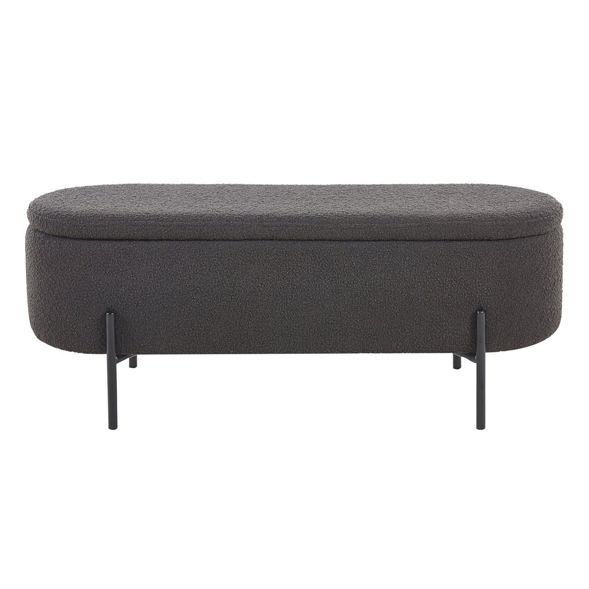 Bedbank met opbergruimte – bouclé antraciet