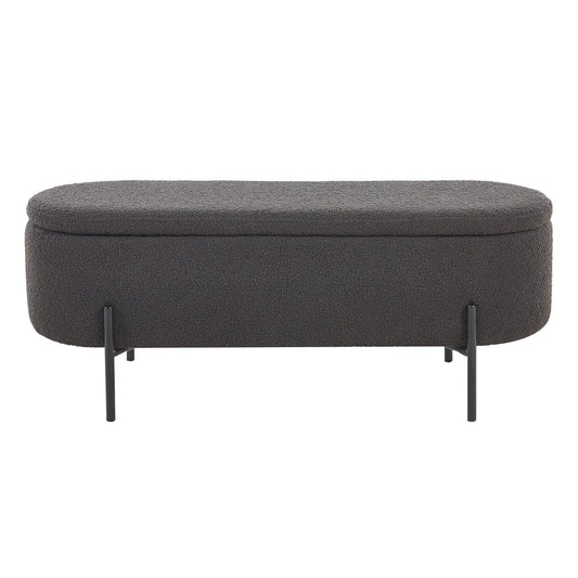 Bedbank met opbergruimte – bouclé antraciet