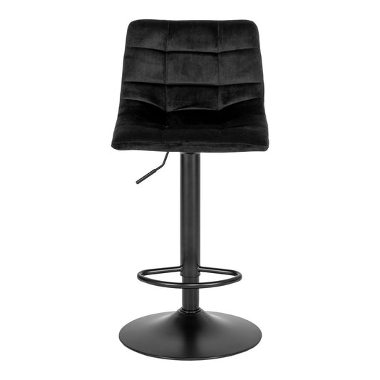 Middelfart Barstoel - Polyester Fluweel & Staal - Zwart - Set van 2