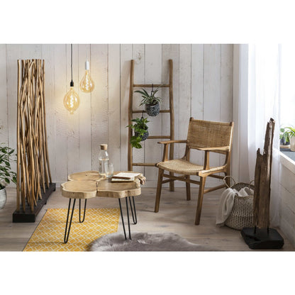 Teakhouten fauteuil met Weens vlechtwerk (rotan) — achteraanzicht — MEUBELIER