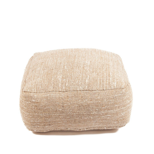 De comfortabele poef – Beige (Katoen) — zijaanzicht