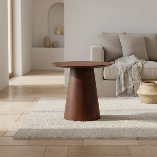 Bullnose Cone bijzettafel 50 cm – massief mangohout — zijaanzicht