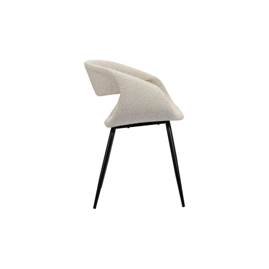 Whale Stoel Witte Parel (Set van 2) – Luxe eetkamerstoelen met zwarte poten — zijaanzicht