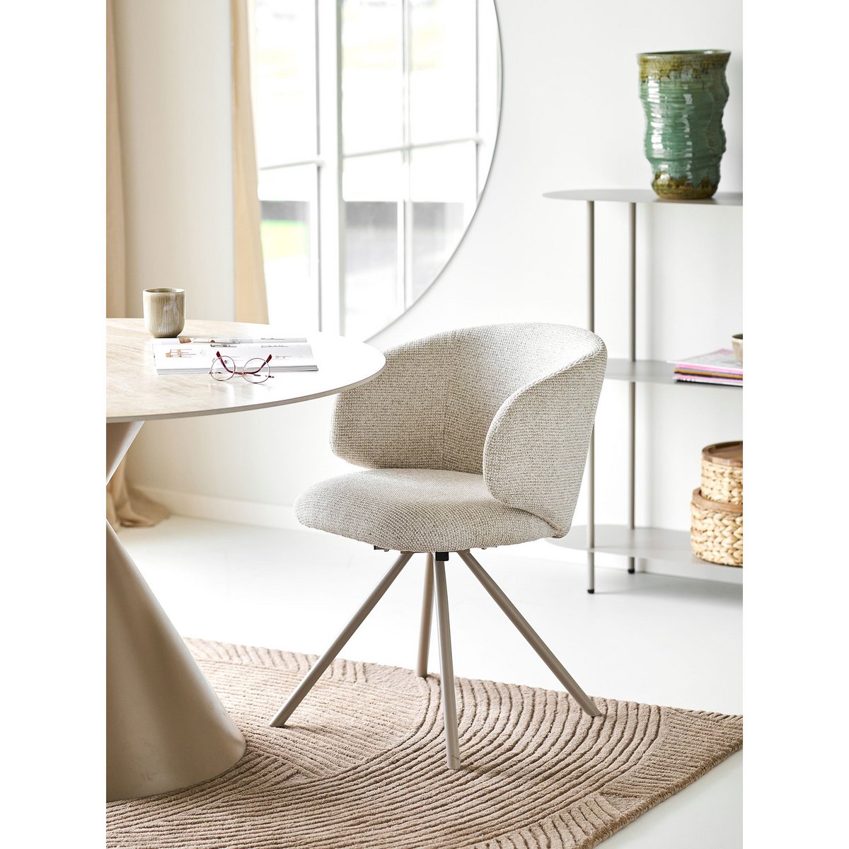 House Nordic Fulham Eetkamerstoel met Draaifunctie – Zand (Set van 2)