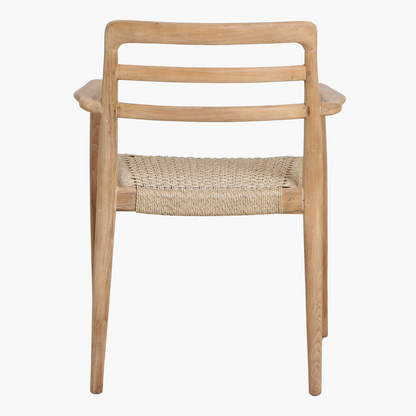 Verano tuinstoel met armleuning van gerecycled teakhout — maatoverzicht — MEUBELIER