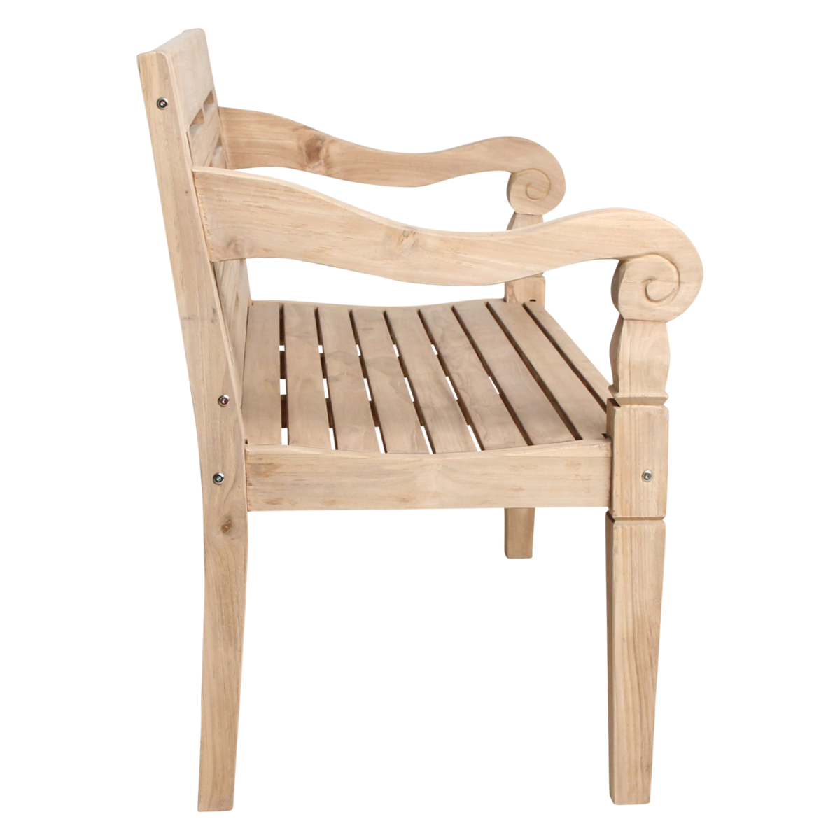 Boho tuinbank – teakhout – 120 cm — schuine hoek — MEUBELIER