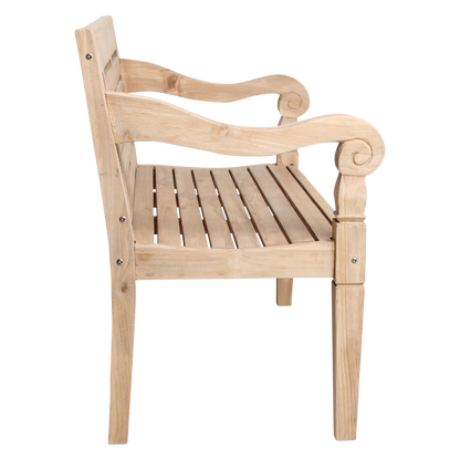 Boho tuinbank – teakhout – 120 cm — schuine hoek — MEUBELIER