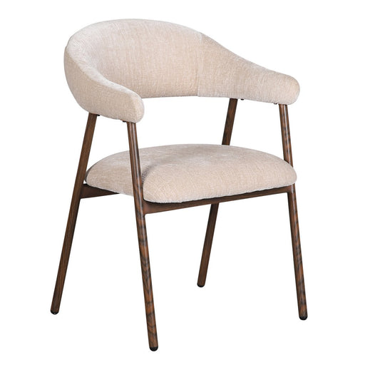 Scandi-stoel Tan van Pole To Pole, een set van twee beige/bruine eetkamerstoelen met een metalen frame in warme houtlook, perfect voor een modern interieur.