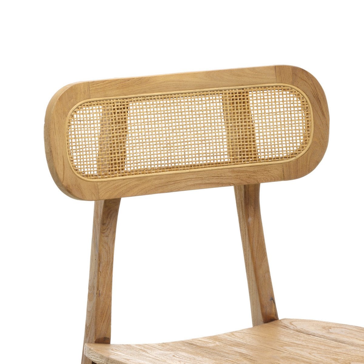De Nova Stoel - Naturel | Teakhout met Rattan — detailopname — MEUBELIER