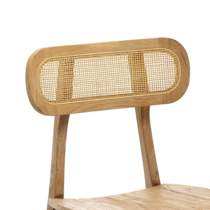De Nova Stoel - Naturel | Teakhout met Rattan — detailopname — MEUBELIER