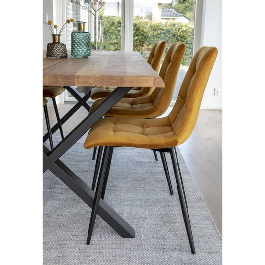 House Nordic ApS Middelfart Eetkamerstoel - Mosterdgeel Fluweel (Set van 2)