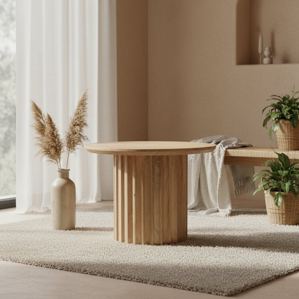 Bullnose bijzettafel naturel 55 cm – mangohout met handgesneden poten