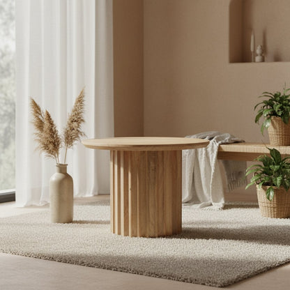 Bullnose bijzettafel naturel 55 cm – mangohout met handgesneden poten
