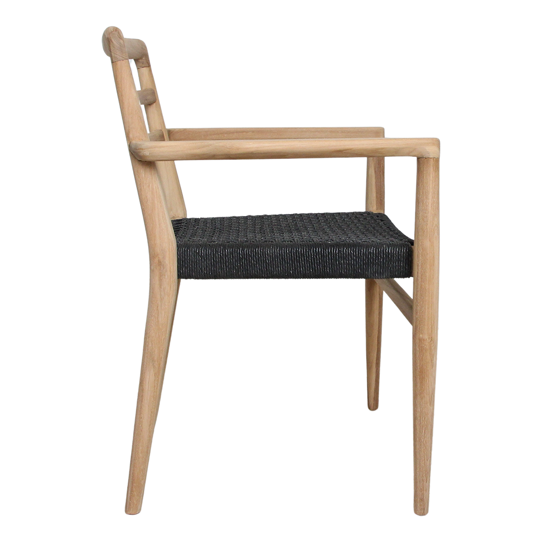 Verano teakhouten tuinstoel met armleuning - Zwart — close-up materiaal — MEUBELIER