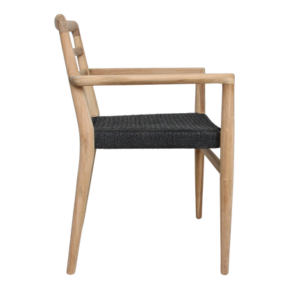 Verano teakhouten tuinstoel met armleuning - Zwart — close-up materiaal — MEUBELIER