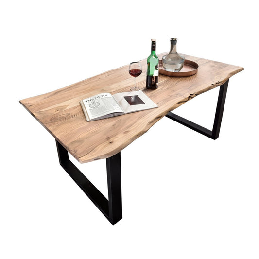 Eettafel 180 x 90 cm – massief acaciahout met zwart frame