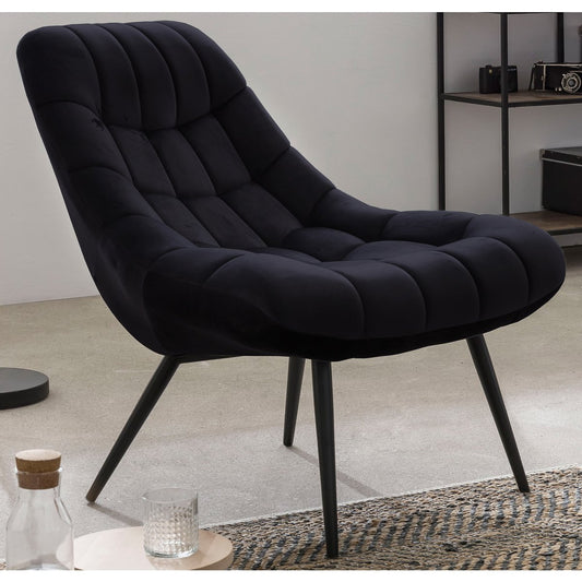 Fauteuil XXL fluweel zwart metaal – Scandinavisch | SalesFever