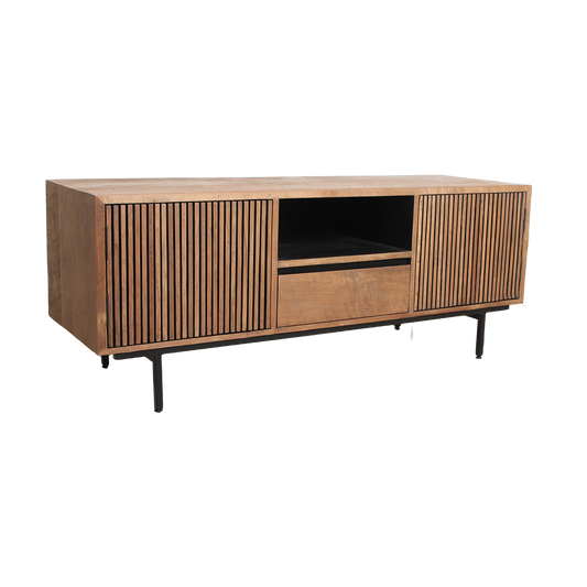 Rhythm teakhouten tv-meubel – 140x45x55 cm (Raw Materials) — zijaanzicht