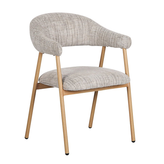 Set van twee Pole To Pole Scandi eetkamerstoelen Okura met metalen frame in houtlook, minimalistisch design