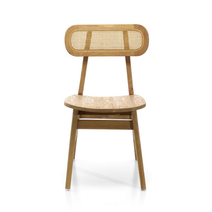 De Nova Stoel - Naturel | Teakhout met Rattan — zijaanzicht