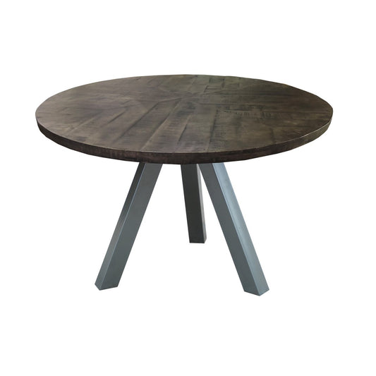 Ronde mangohouten eettafel 120x120 cm – grijs/zilver – SIT Möbel