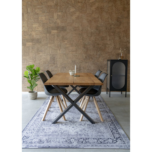 House Nordic Bergen Eetkamerstoel – Set van 2 – Zwart PU-leer & Rubberhout