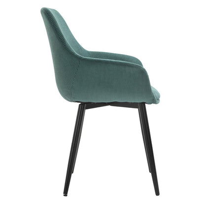 SalesFever Eetkamerstoel Set Corduroy Groen (2 stuks)