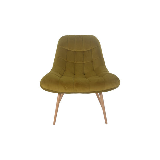 Fauteuil XXL geel fluweel met houtlook poten – SalesFever