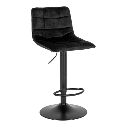 Middelfart Barstoel - Polyester Fluweel & Staal - Zwart - Set van 2