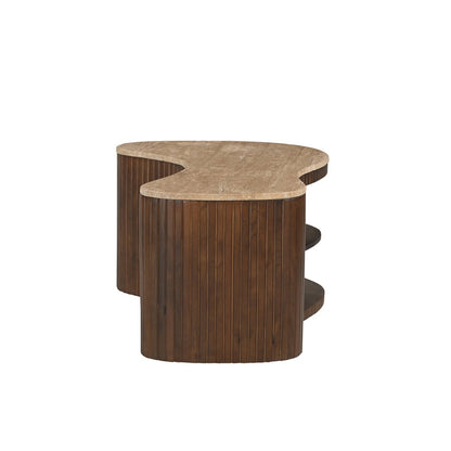 Tv-meubel van massief mangohout met gebogen design – ook als salontafel