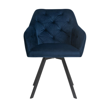 SalesFever Eetkamerstoel met 360° Draaifunctie - Blauw Fluweel